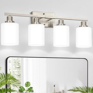 Classic Vanity Lights, Modern Bathroom Vanity Light with White Glass Shades